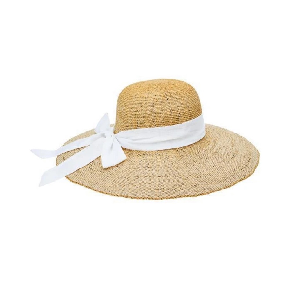 Women's Woven Paper Floppy w/ Scarf Bow Trim